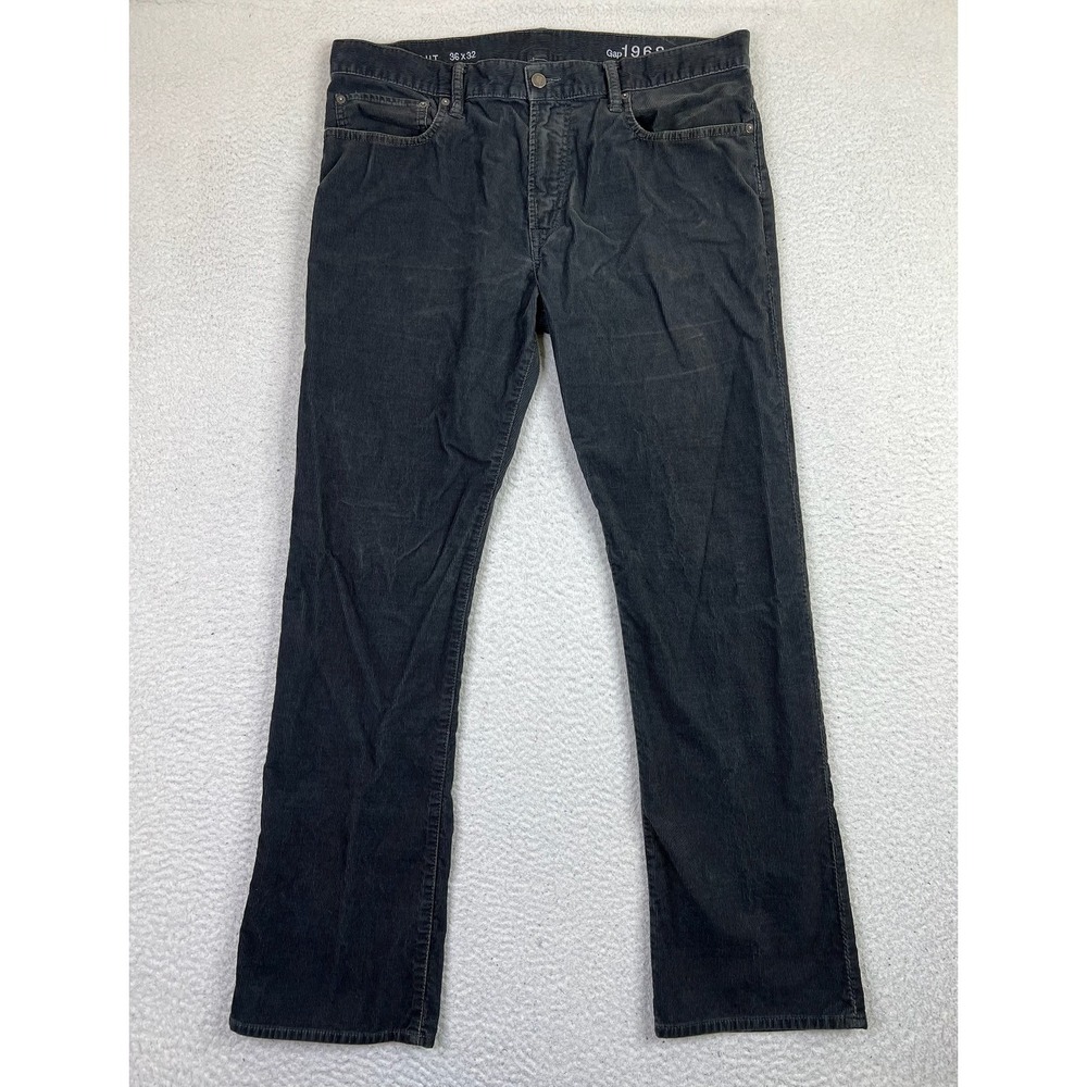 Gap 1969 Straight Jeans Mens 36x32 Gray Corduroy Cotton Eclipse Pants Casual